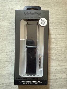 Premium Black Leather Smartwatch Band - One Size Fits All